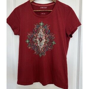 The Pyramid Collection Boho Mandala Tee Womens Small Floral Festival Graphic Top